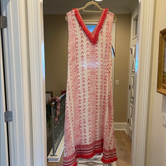 Alamar pink and White linen Maxi Dress Alamar pink and White linen Maxi Dress